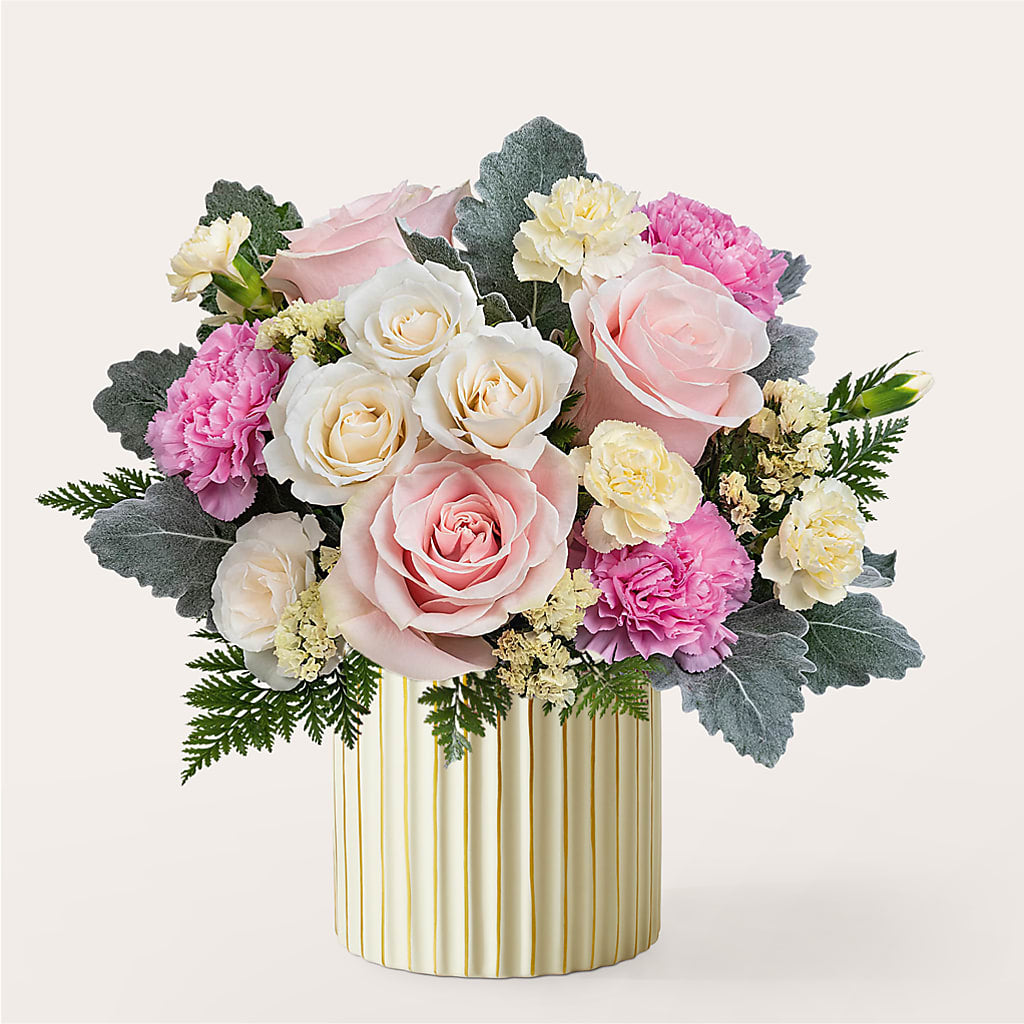 Blissful Moments Bouquet with Ivory Vase – LEE'S FLORIST & GREENHOUSE, Center Line MI