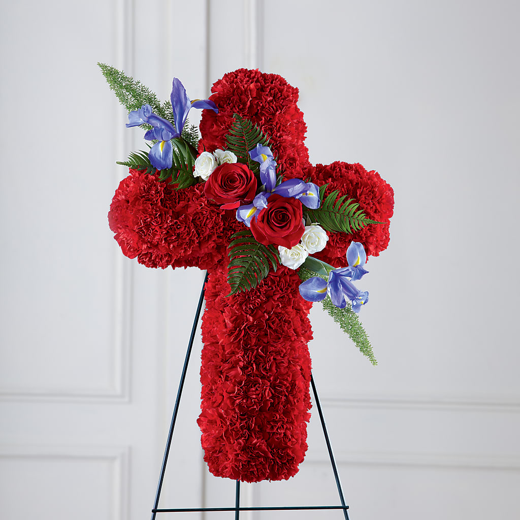 Faithful Hero Floral Cross – LEE'S FLORIST & GREENHOUSE, Center Line MI