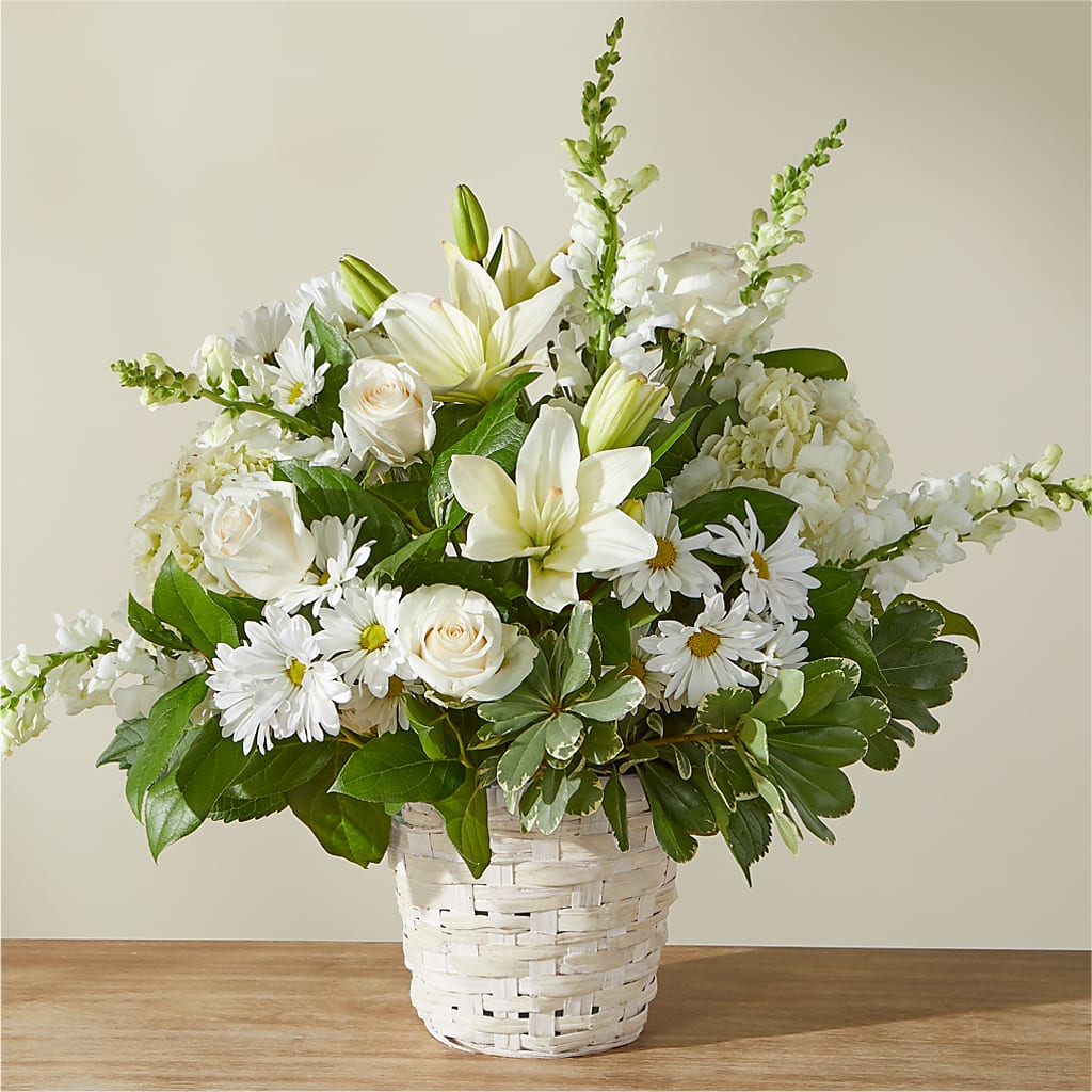 Ivory Elegance Floral Basket – LEE'S FLORIST & GREENHOUSE, Center Line MI