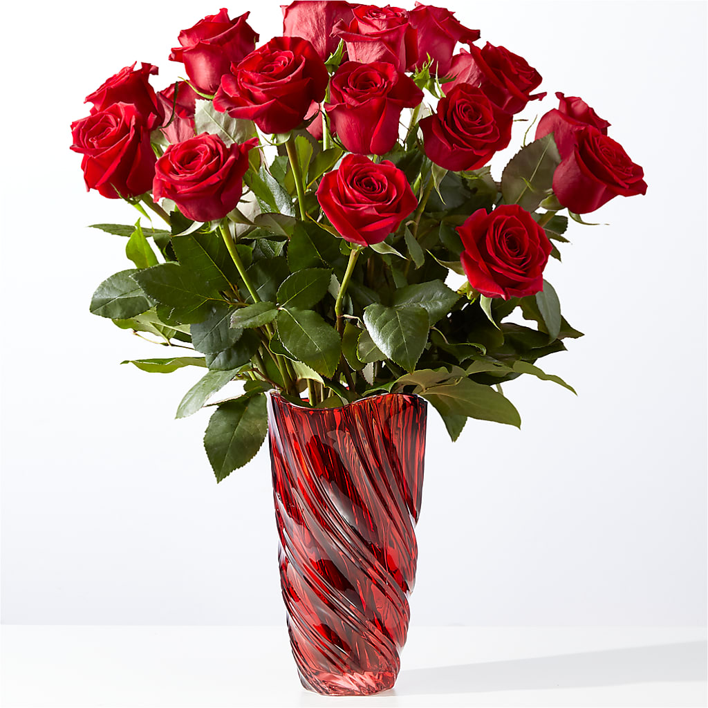 Classic Love Red Rose Bouquet with Luxe Swirl Vase – LEE'S FLORIST & GREENHOUSE, Center Line MI