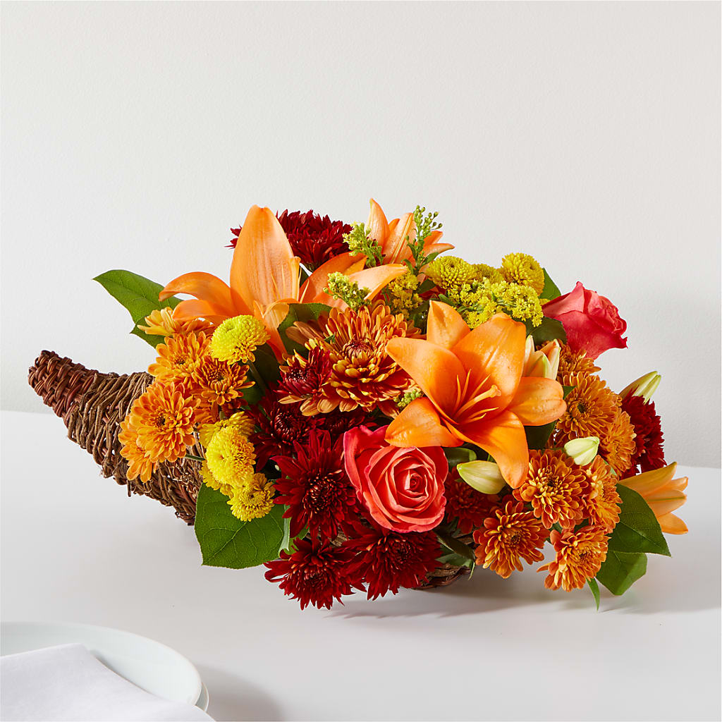 Bouquet of Blessings Cornucopia – LEE'S FLORIST & GREENHOUSE, Center Line MI