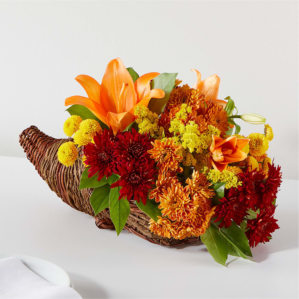 Bouquet of Blessings Cornucopia – LEE'S FLORIST & GREENHOUSE, Center Line MI