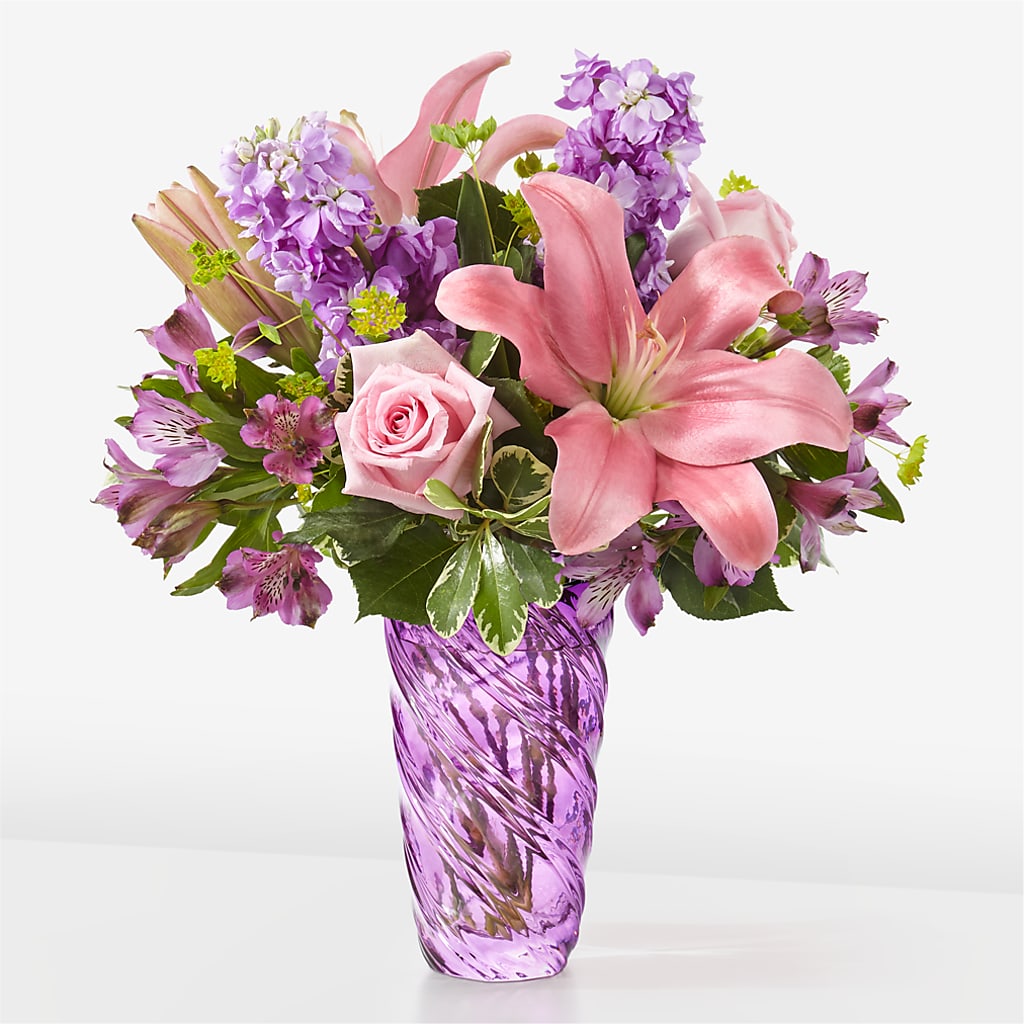 Precious Petals Bouquet with Luxe Swirl Vase – LEE'S FLORIST & GREENHOUSE, Center Line MI