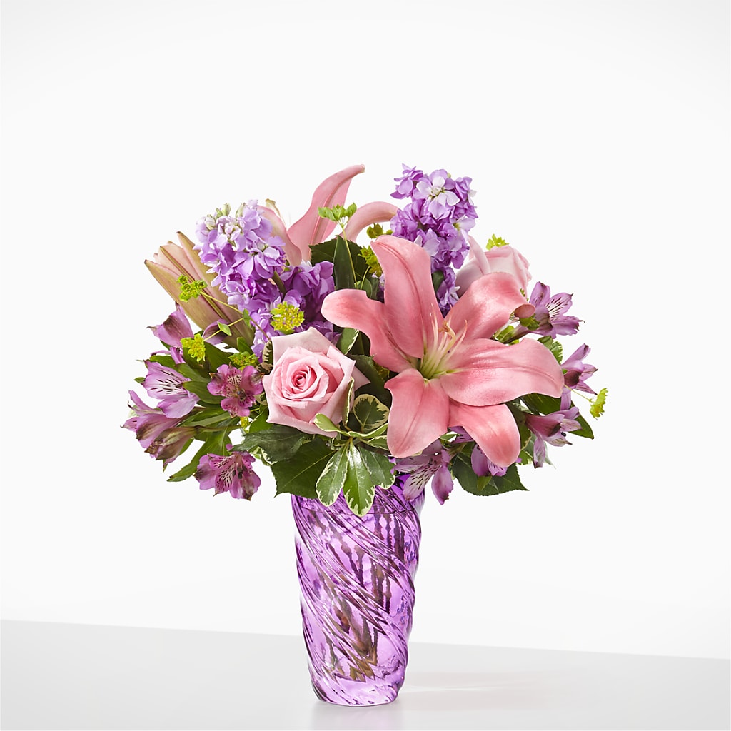 Precious Petals Bouquet with Luxe Swirl Vase – LEE'S FLORIST & GREENHOUSE, Center Line MI