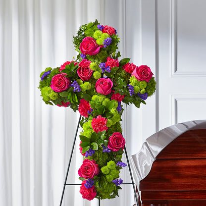 Tribute Rose Floral Cross – LEE'S FLORIST & GREENHOUSE, Center Line MI