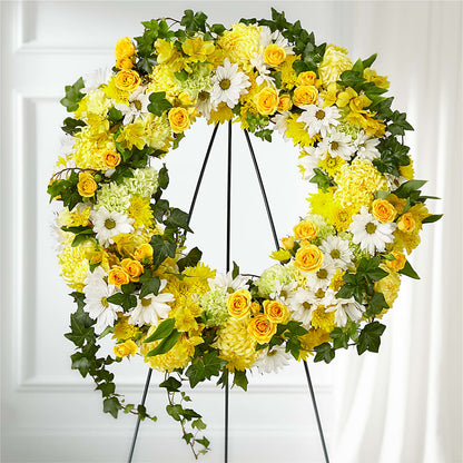 Golden Remembrance Wreath – LEE'S FLORIST & GREENHOUSE, Center Line MI