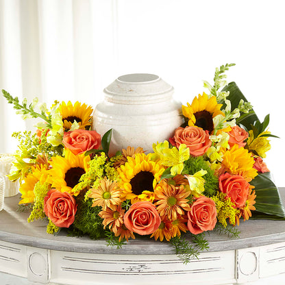Faithful Sunflower Cremation Adornment – LEE'S FLORIST & GREENHOUSE, Center Line MI