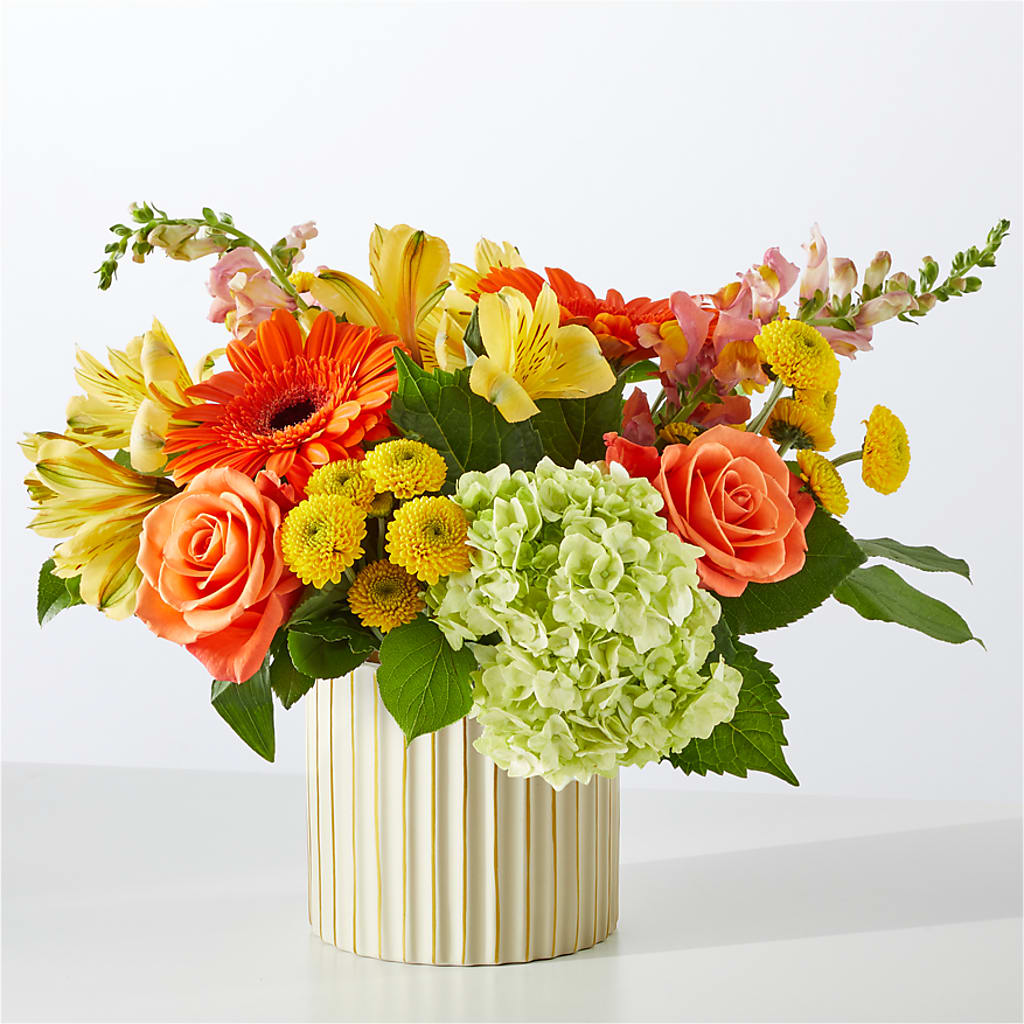 Autumn Sunshine Bouquet with Ivory Vase – LEE'S FLORIST & GREENHOUSE, Center Line MI