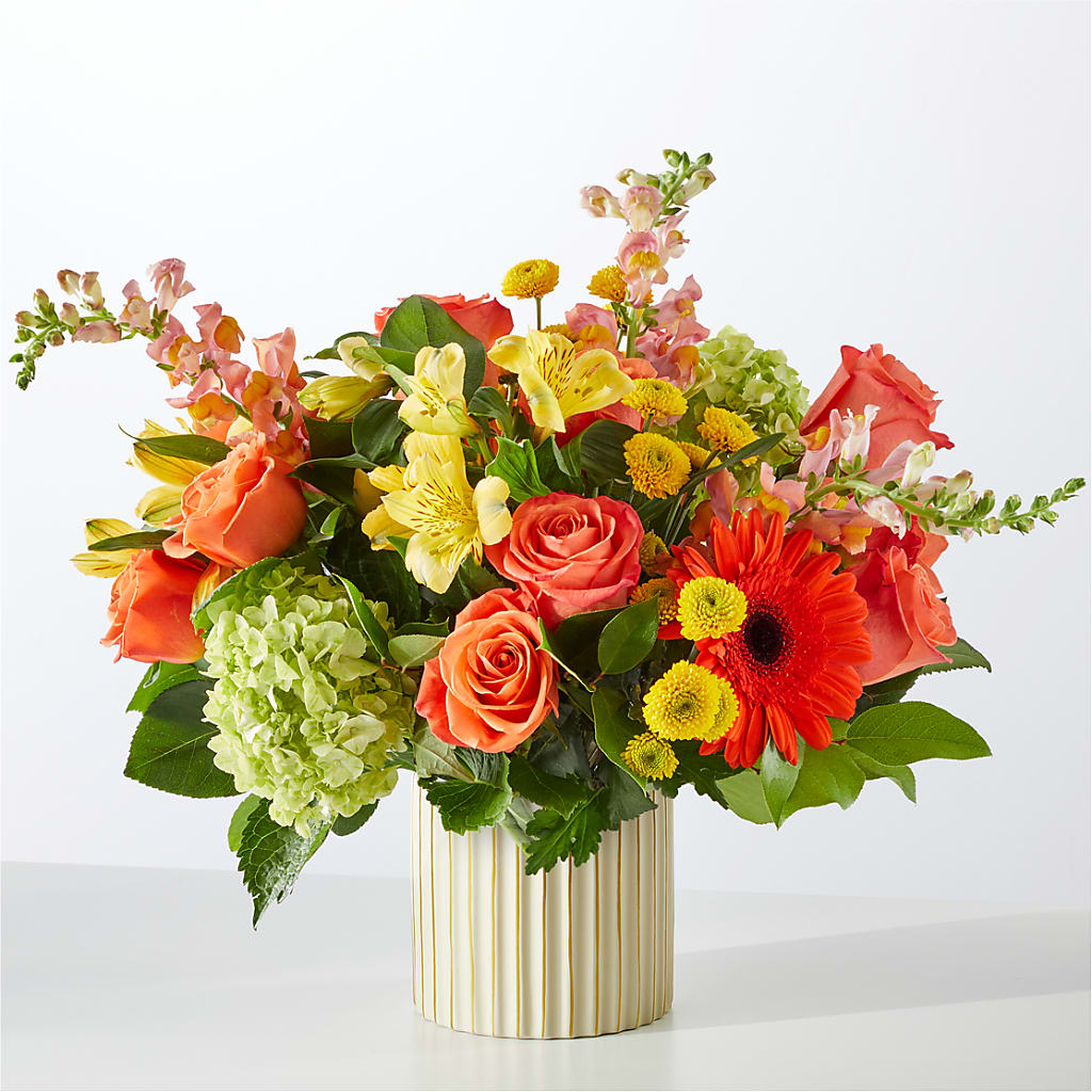 Autumn Sunshine Bouquet with Ivory Vase – LEE'S FLORIST & GREENHOUSE, Center Line MI
