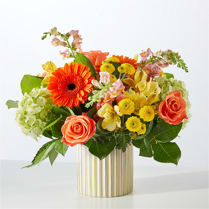 Autumn Sunshine Bouquet with Ivory Vase – LEE'S FLORIST & GREENHOUSE, Center Line MI