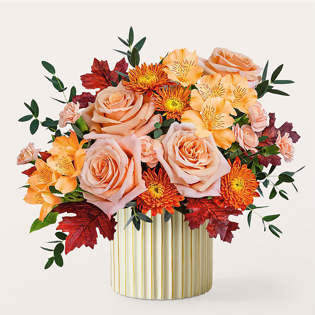 Spiced Latte Bouquet with Ivory Vase – LEE'S FLORIST & GREENHOUSE, Center Line MI