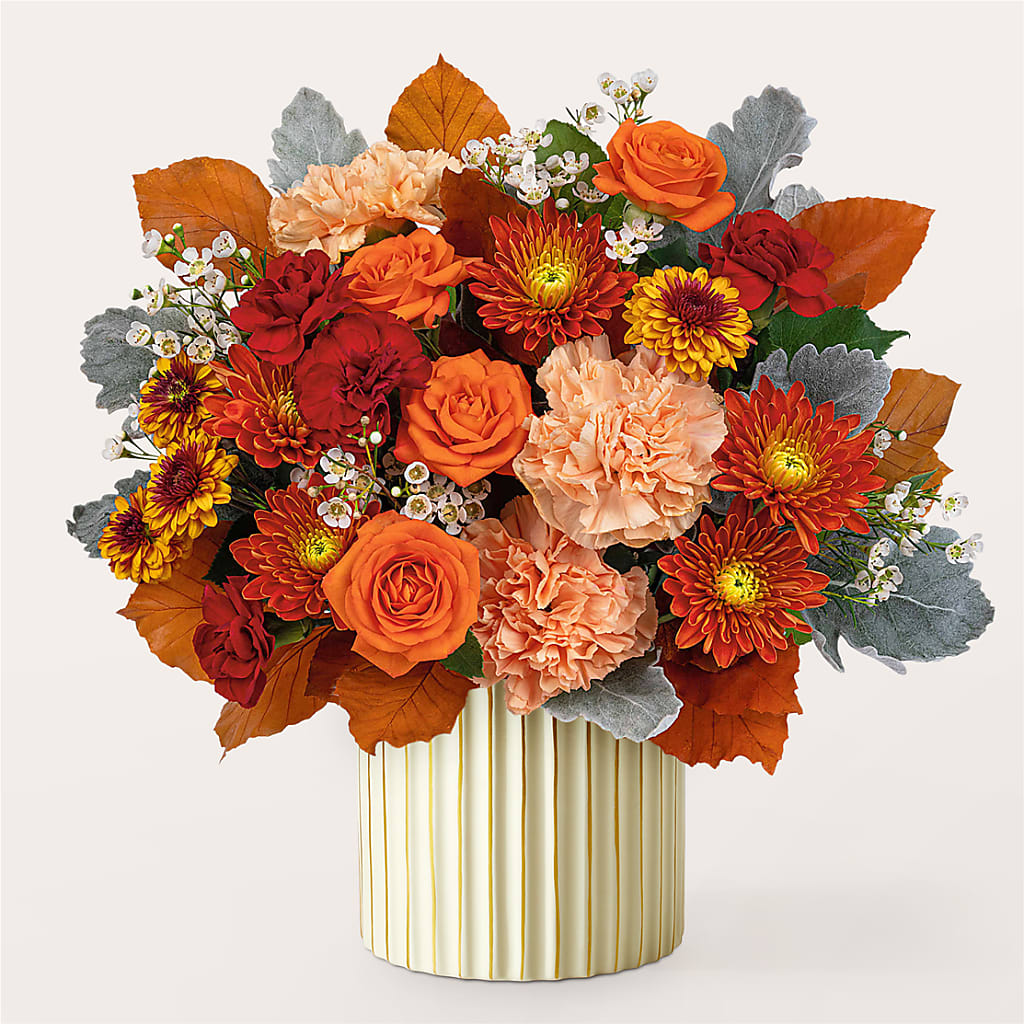 Merlot Bouquet with Ivory Vase – LEE'S FLORIST & GREENHOUSE, Center Line MI