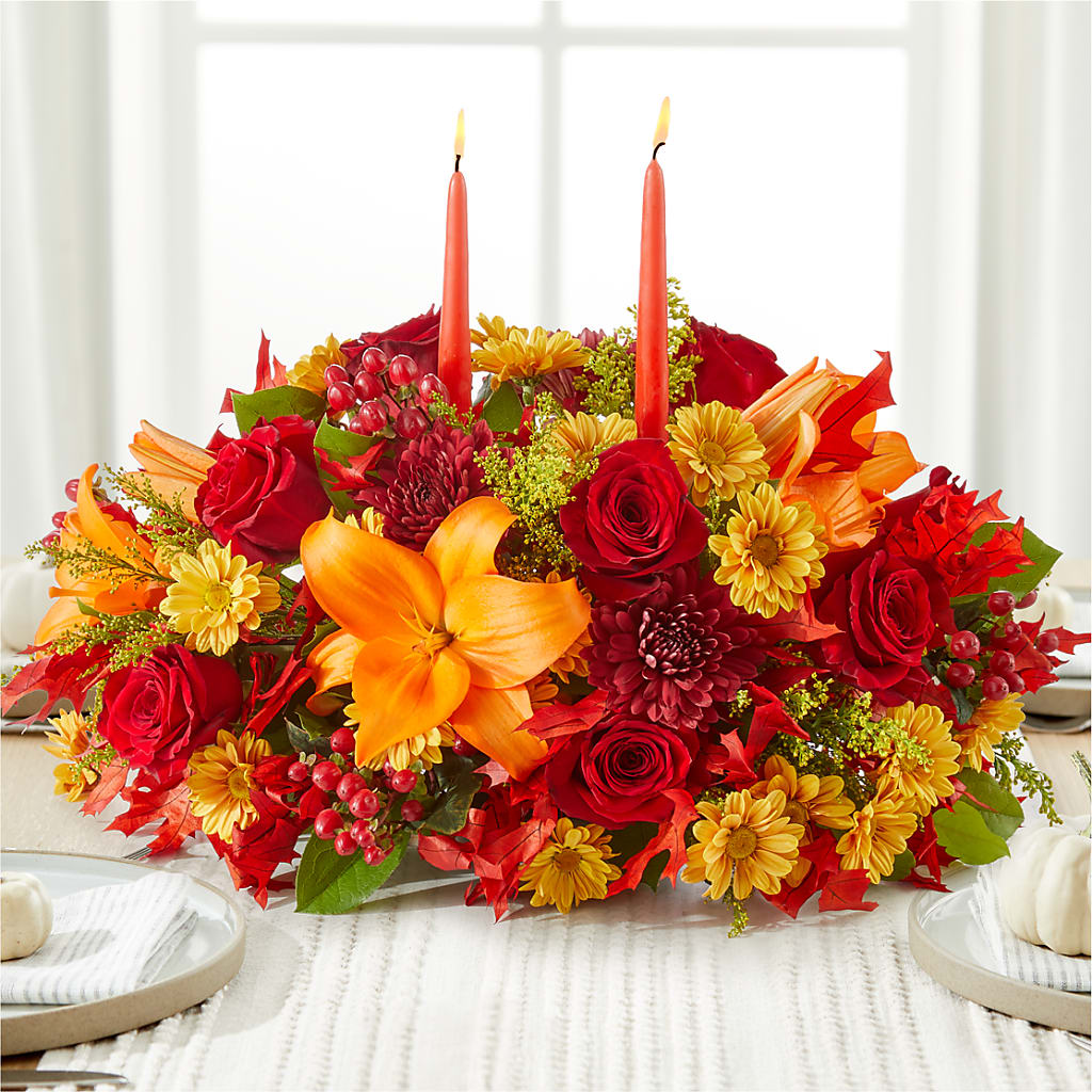 Autumn's Embrace Centerpiece – LEE'S FLORIST & GREENHOUSE, Center Line MI