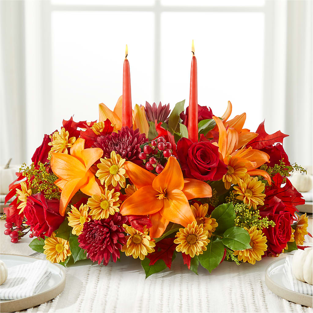 Autumn's Embrace Centerpiece – LEE'S FLORIST & GREENHOUSE, Center Line MI